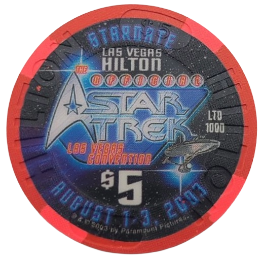 Las Vegas Hilton Casino Las Vegas Nevada $5 Chip Spock Star Trek 2003