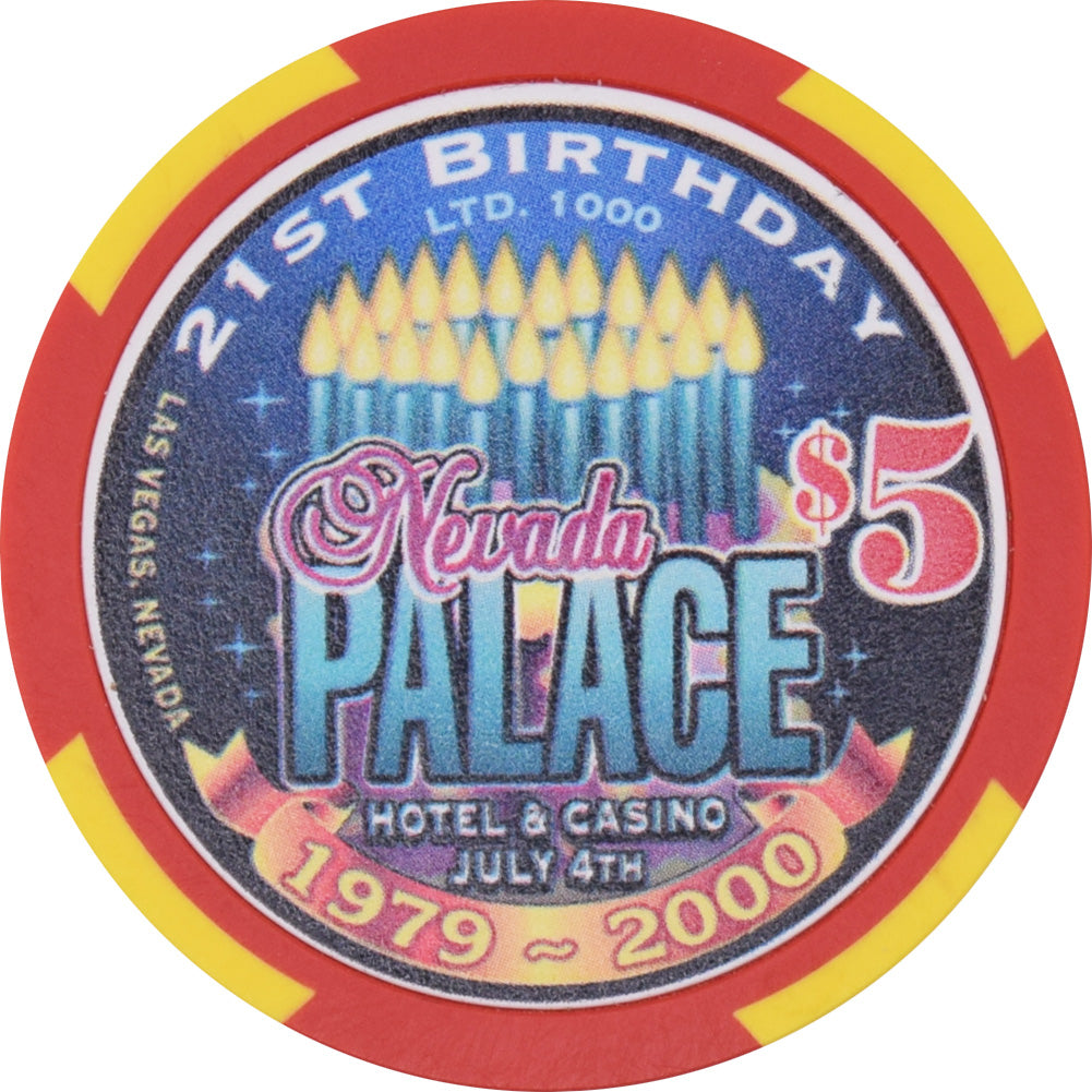 Nevada Palace Casino Las Vegas Nevada $5 21st Birthday Chip 2000