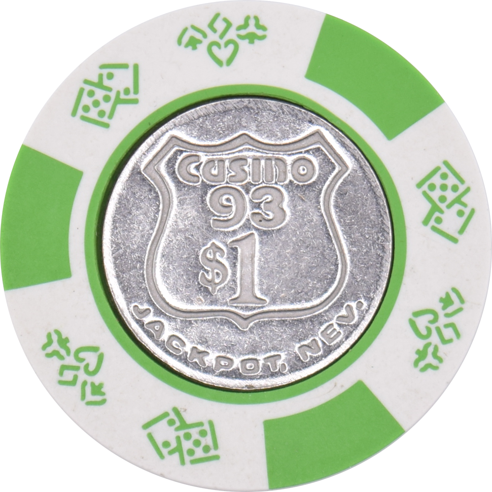 Casino 93 Jackpot Nevada $1 Fine Print Smooth Coin Chip 1970s