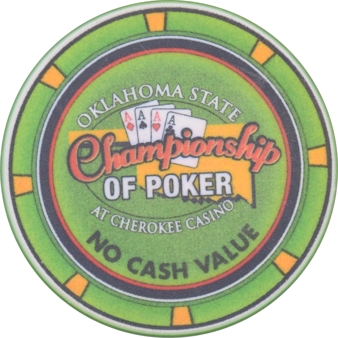 Cherokee - Catoosa Casino Oklahoma Championship of Poker Green NCV 43mm Chip
