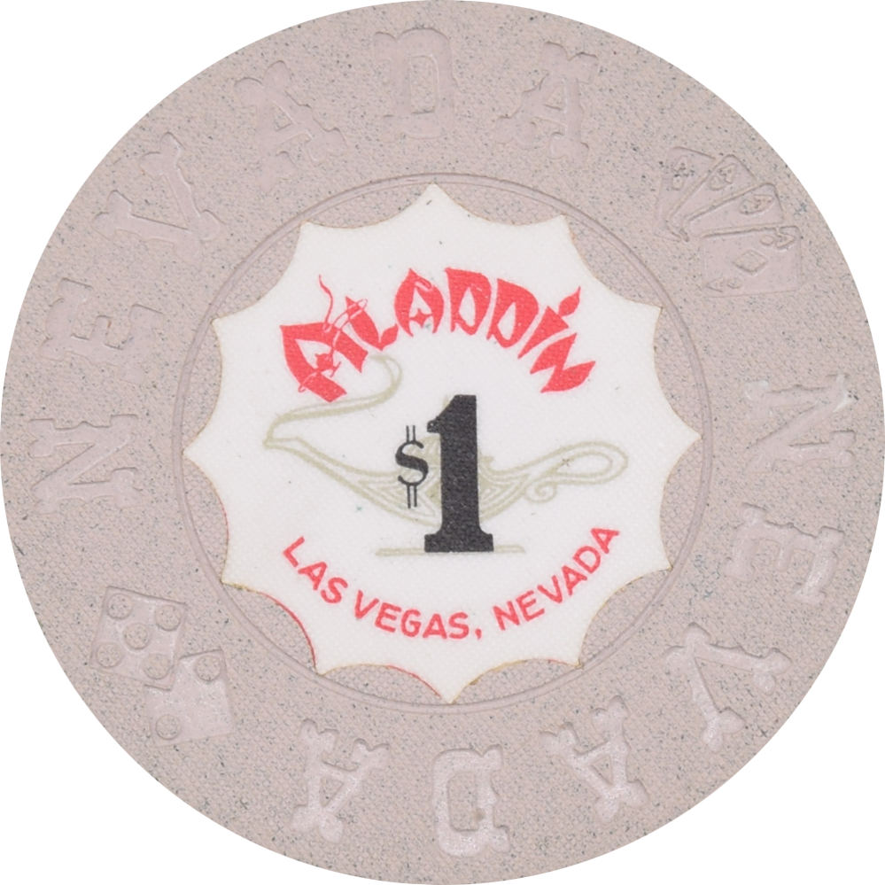 Aladdin Casino Las Vegas Nevada $1 Gold Lamp Behind Faded Chip 1971