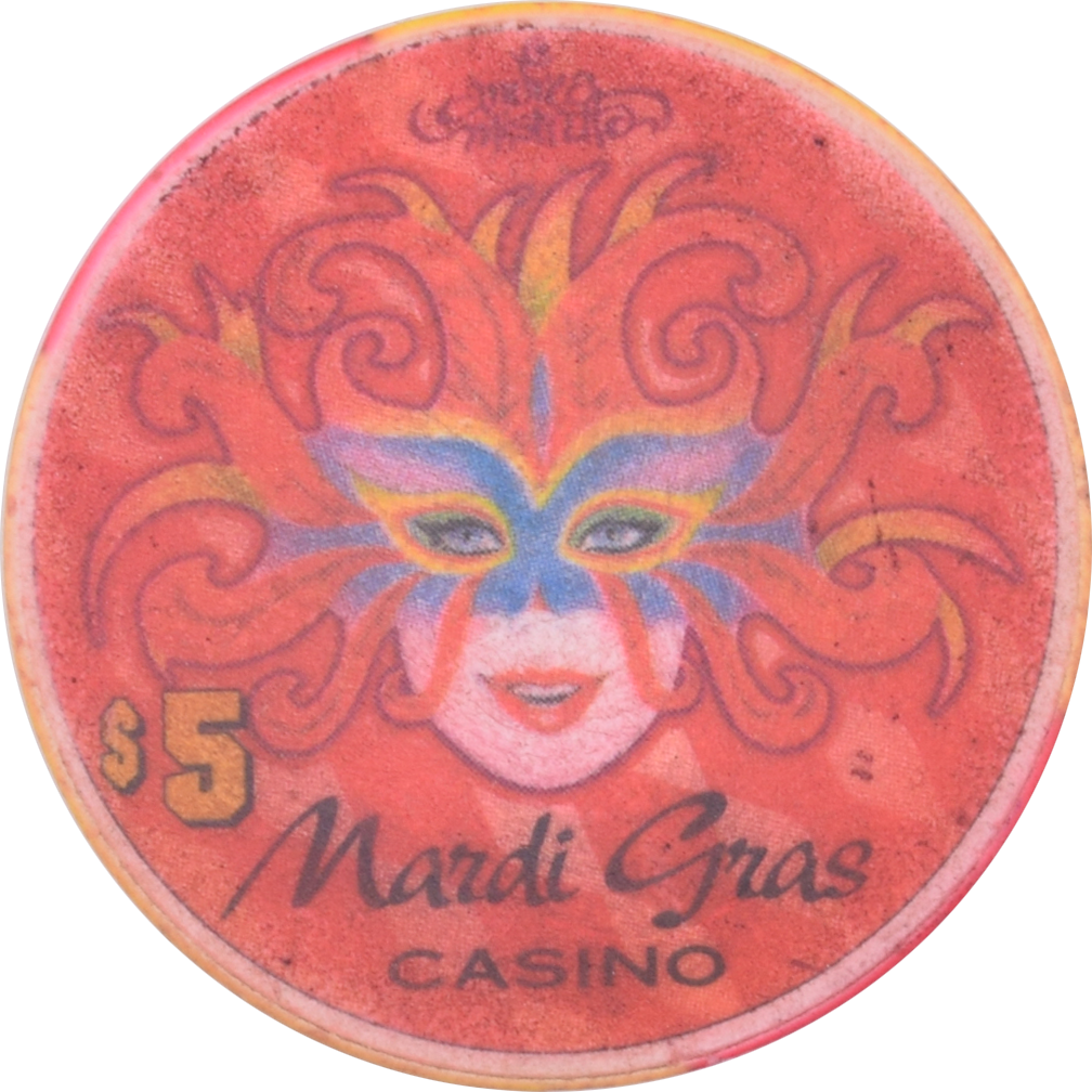 Mardi Gras Casino Black Hawk Colorado $5 1st Anniversary Chip 2001