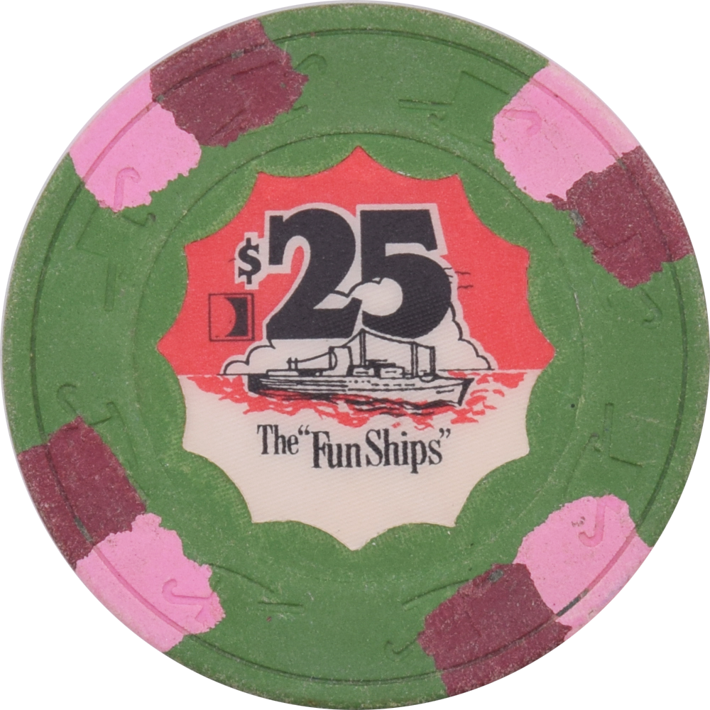 The FunShips Cruise Lines $25 Red Sky Chip