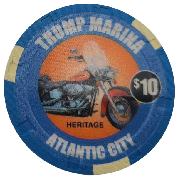 Trump Marina Casino Atlantic City New Jersey $10 Chip Harley-Davidson Heritage