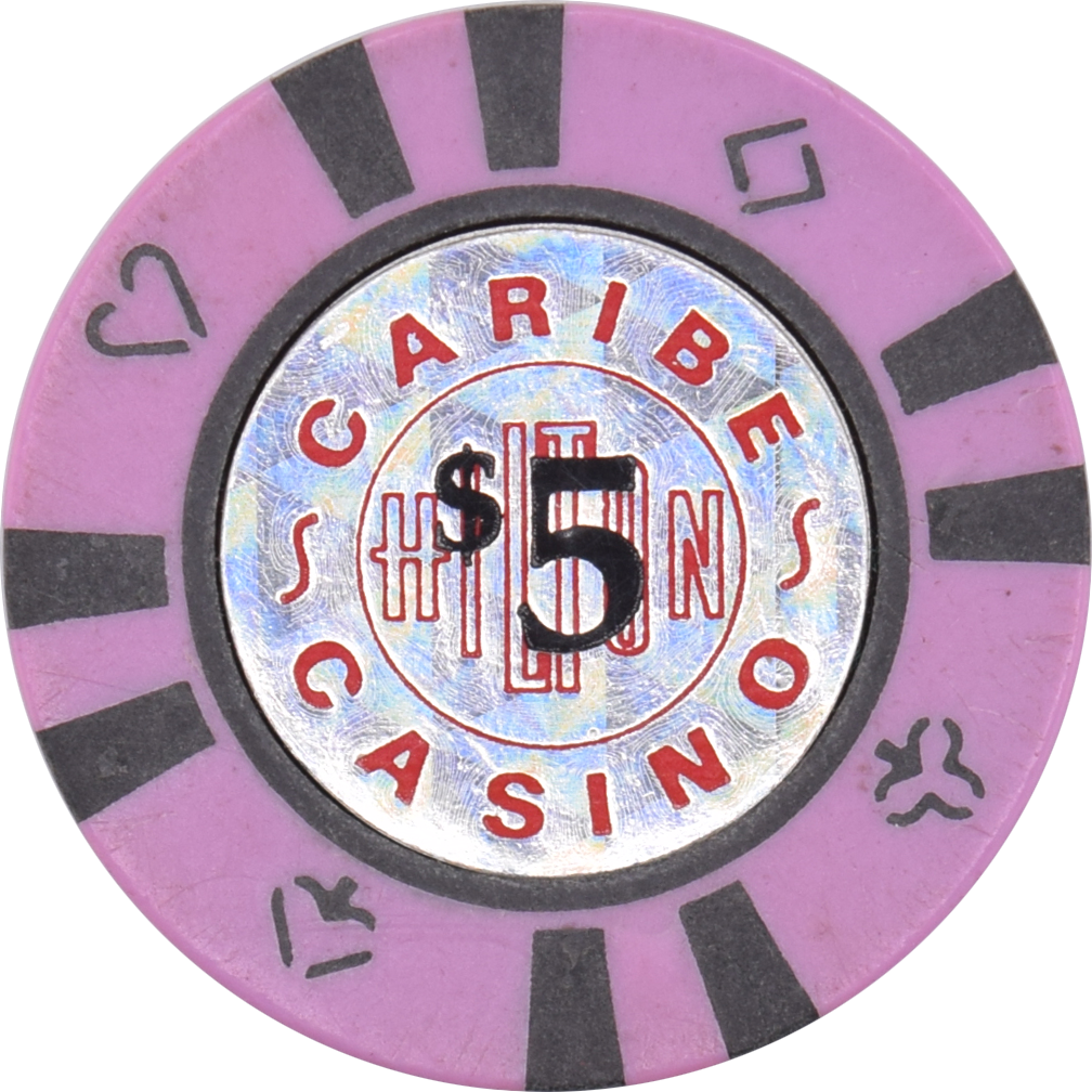 Caribe Hilton Casino San Juan Puerto Rico $5 Purple Chip