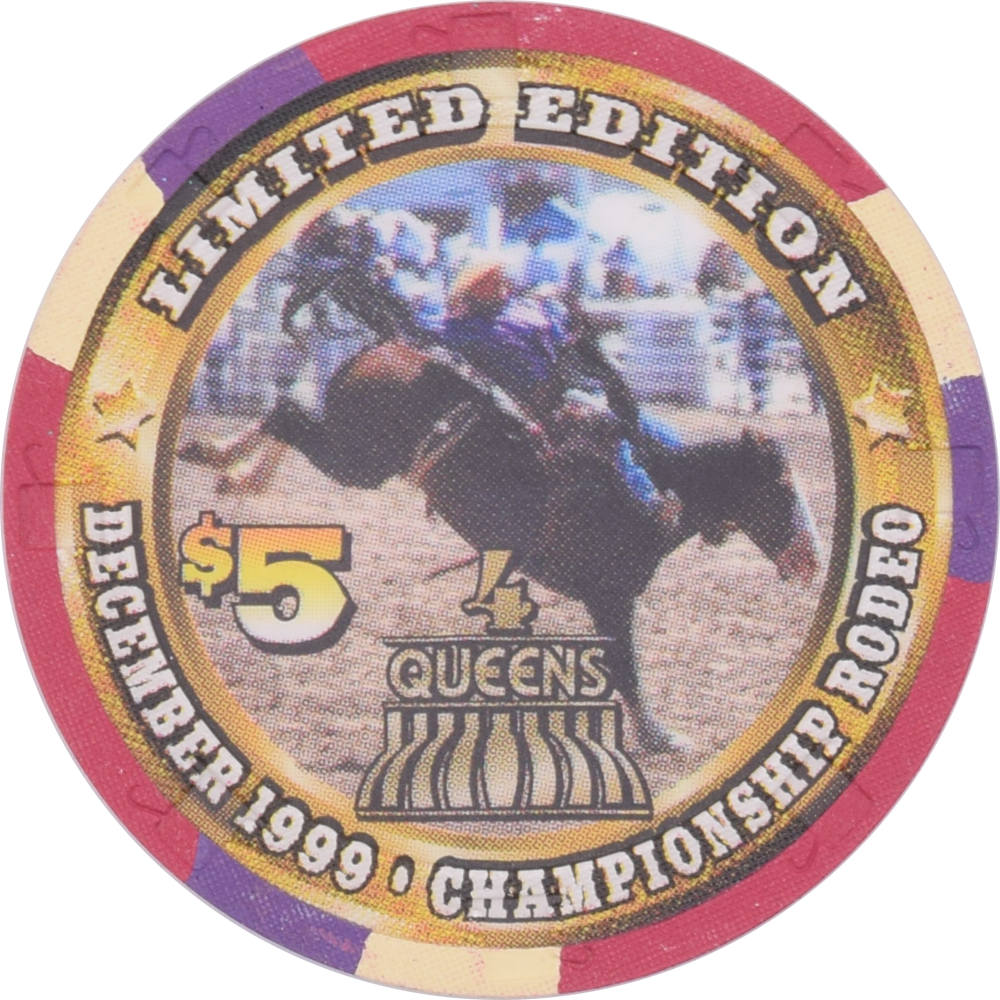 Four Queens Casino Las Vegas Nevada $5 Championship Rodeo Chip 1999