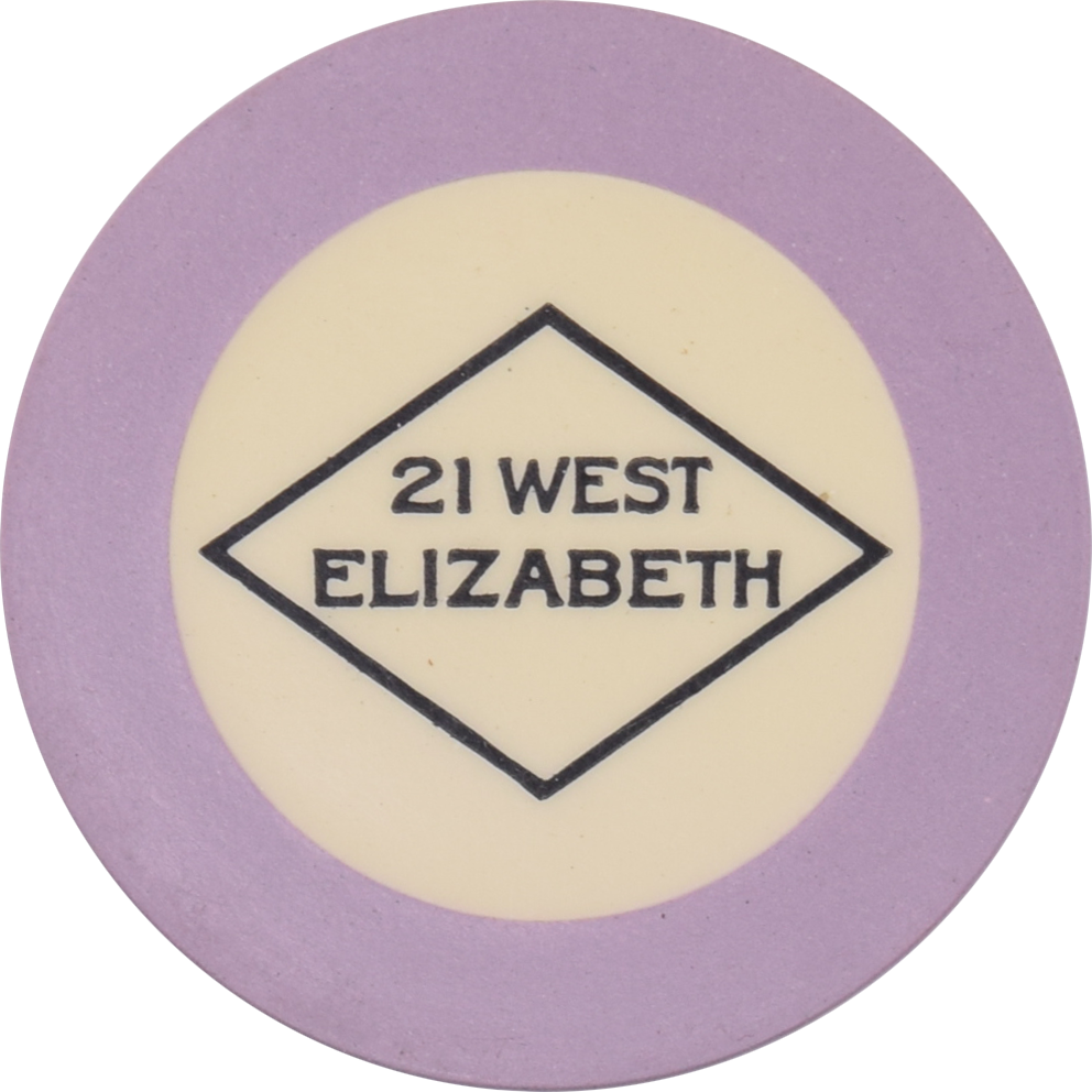 21 West Elizabeth Illegal Casino Detroit Michigan Purple 1 Chip 1923