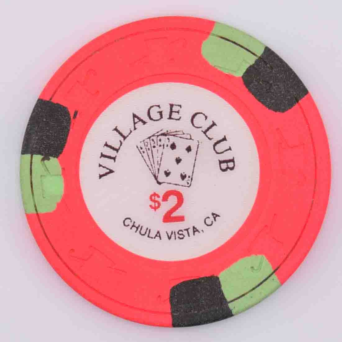 Village Club Card Room Chula Vista California $2 Chip