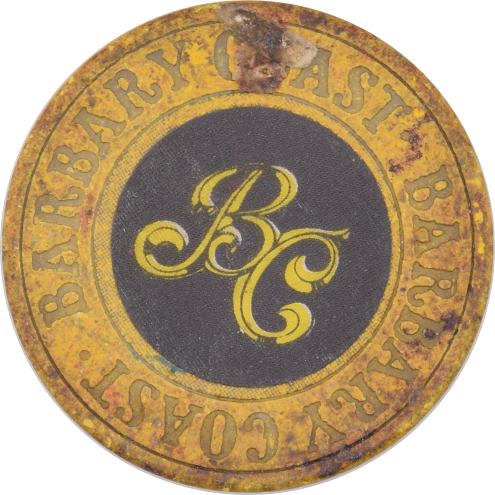 Barbary Coast Casino Las Vegas Nevada Black Inlay Roulette Yellow Chip 1979