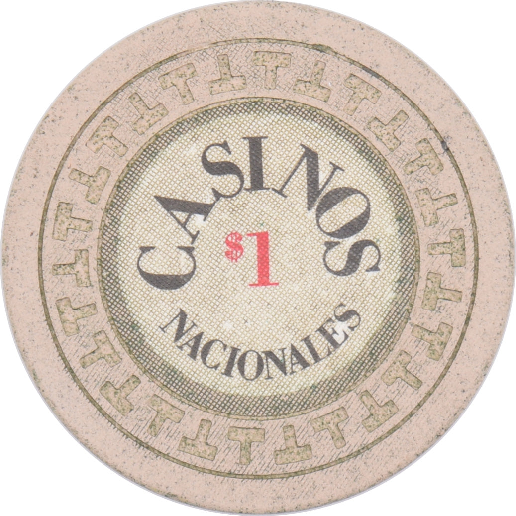 Casino Nacionales De Panama $1 Beige Chip