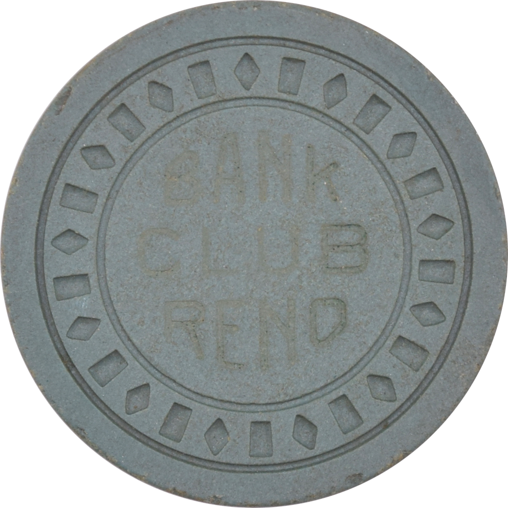 Bank Club Casino Reno Nevada Grey DiaSqr NCV Chip 1945