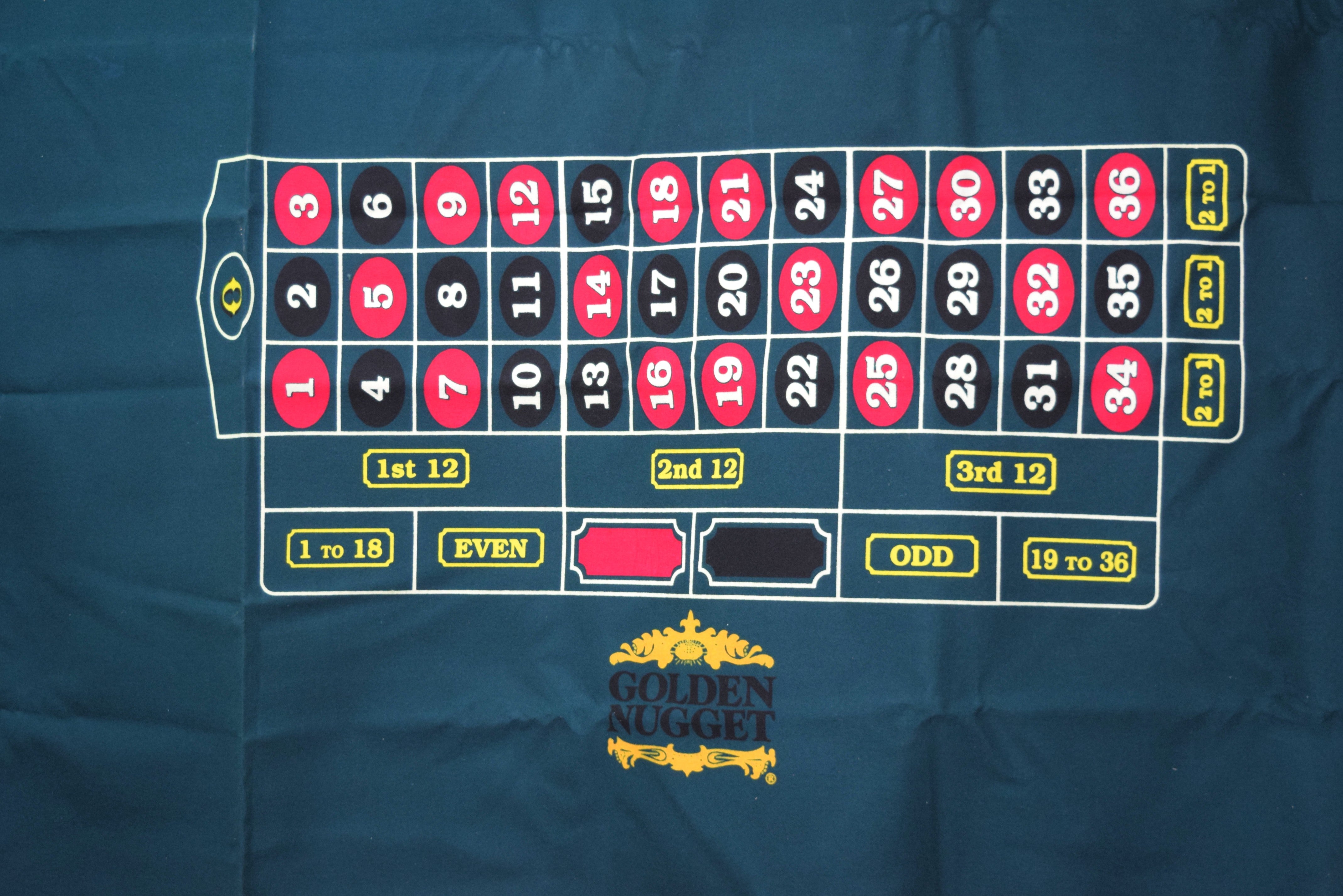 Golden Nugget Casino Las Vegas Nevada Single Zero Roulette Layout Felt