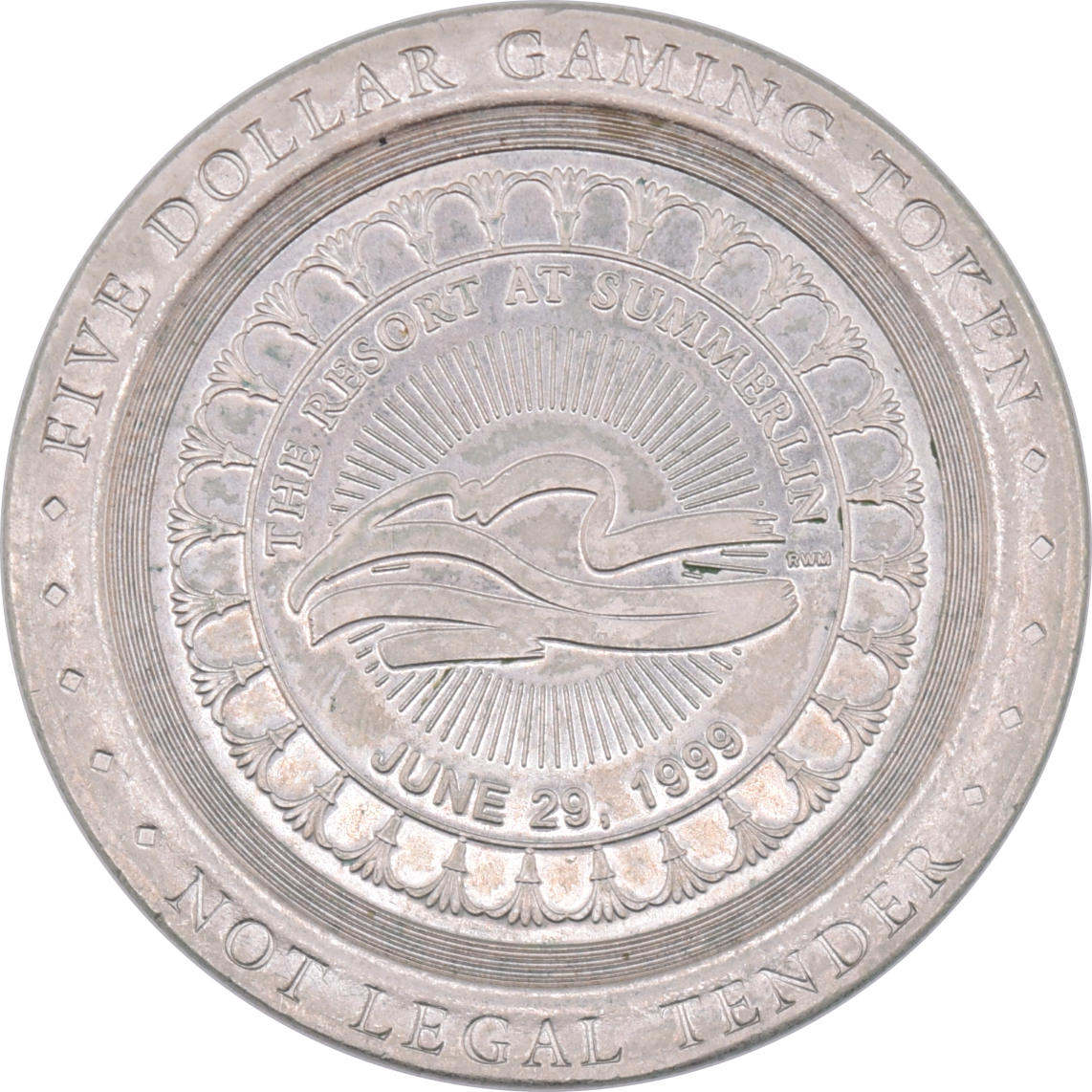 The Resort at Summerlin Casino Las Vegas Nevada $5 Token 1999