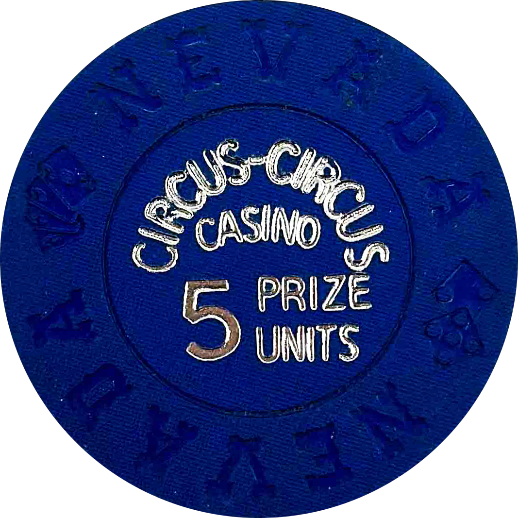 Circus Circus Casino Las Vegas Nevada 5 Prize Units Dk Blue Chip 1968