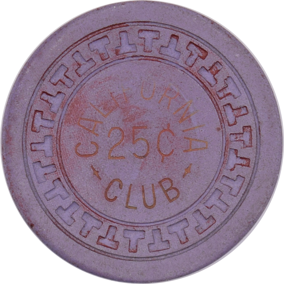 California Club Casino Las Vegas Nevada 25 Cent Chip 1952