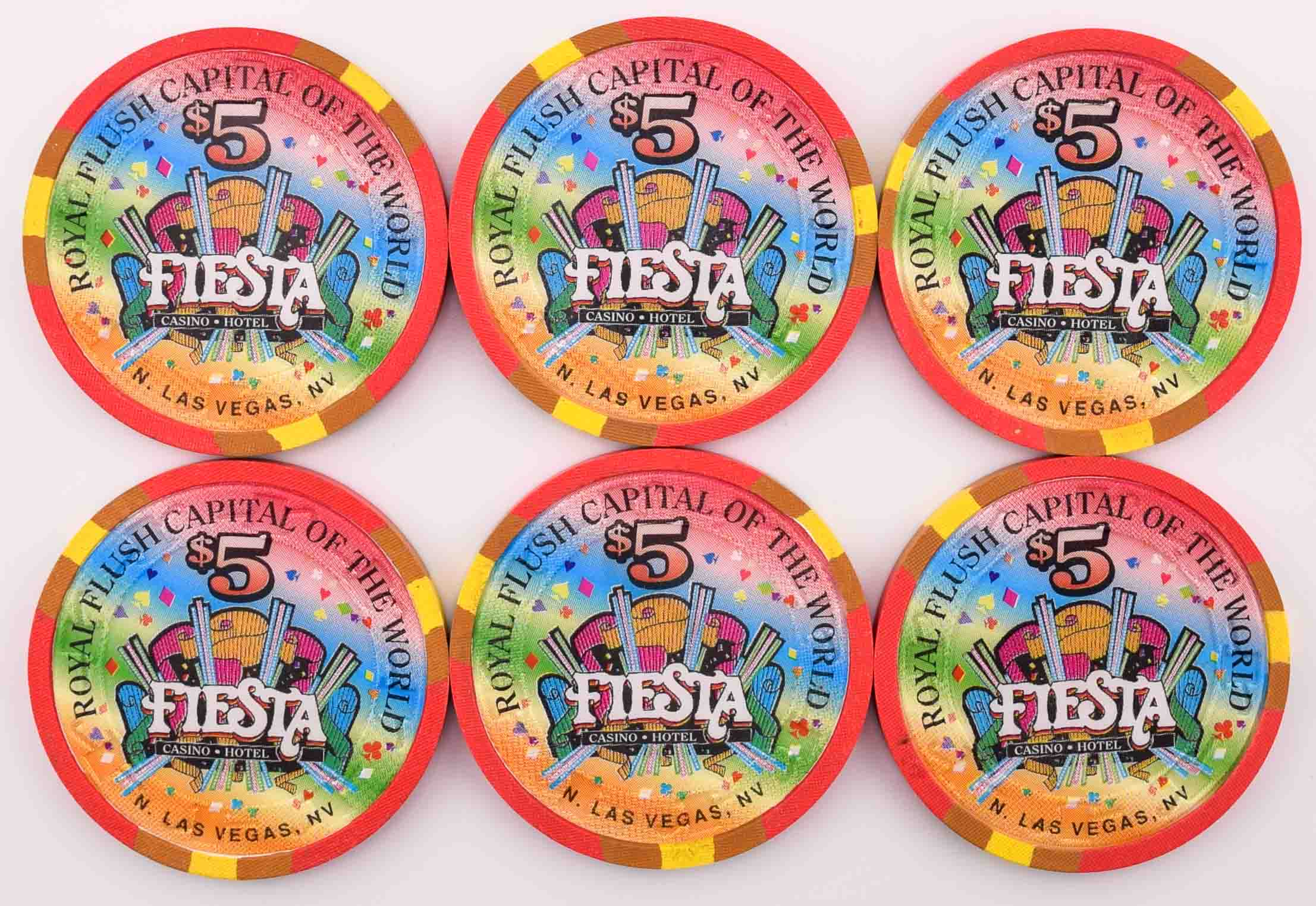 Fiesta Casino North Las Vegas Nevada $5 Full Suits Set of 24 Chips 1997