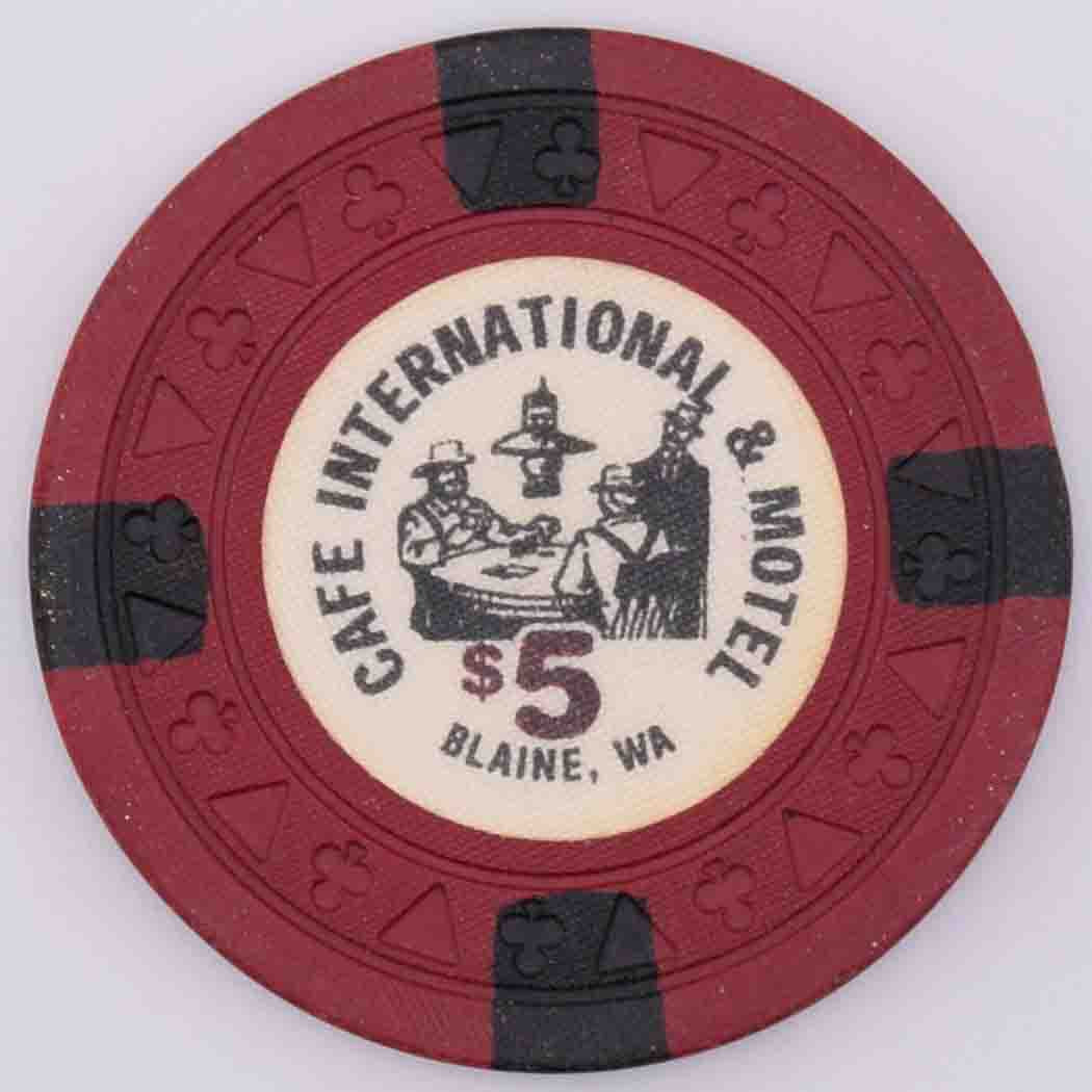 Cafe International Card Room Blaine Washington $5 TriClub Chip