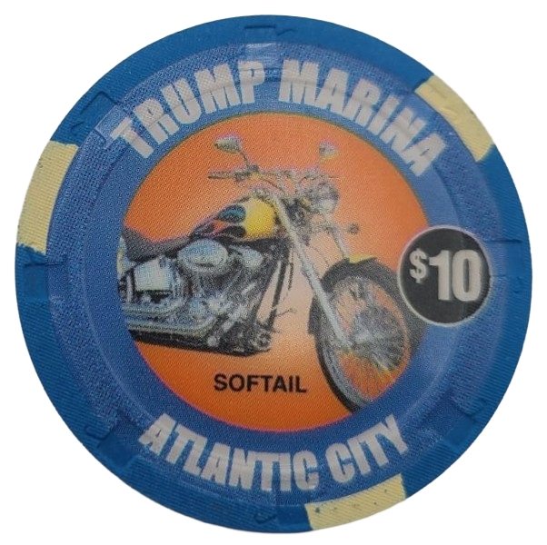 Trump Marina Casino Atlantic City New Jersey $10 Chip Harley-Davidson Softail