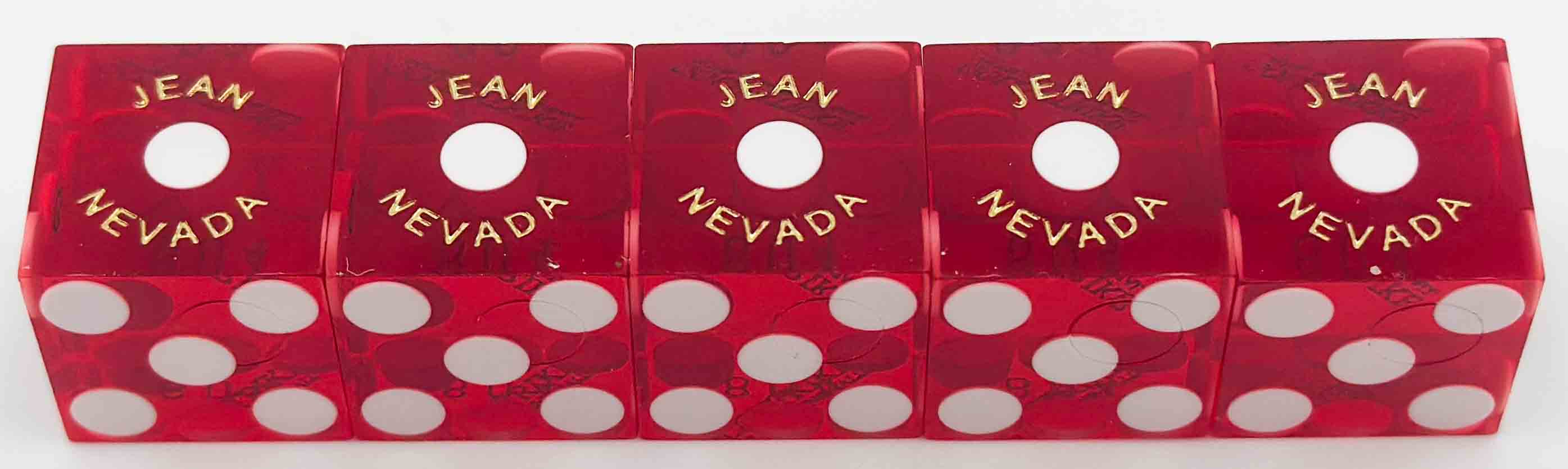 Gold Strike Casino Jean Nevada Stick of Red Polished Matching Number Dice