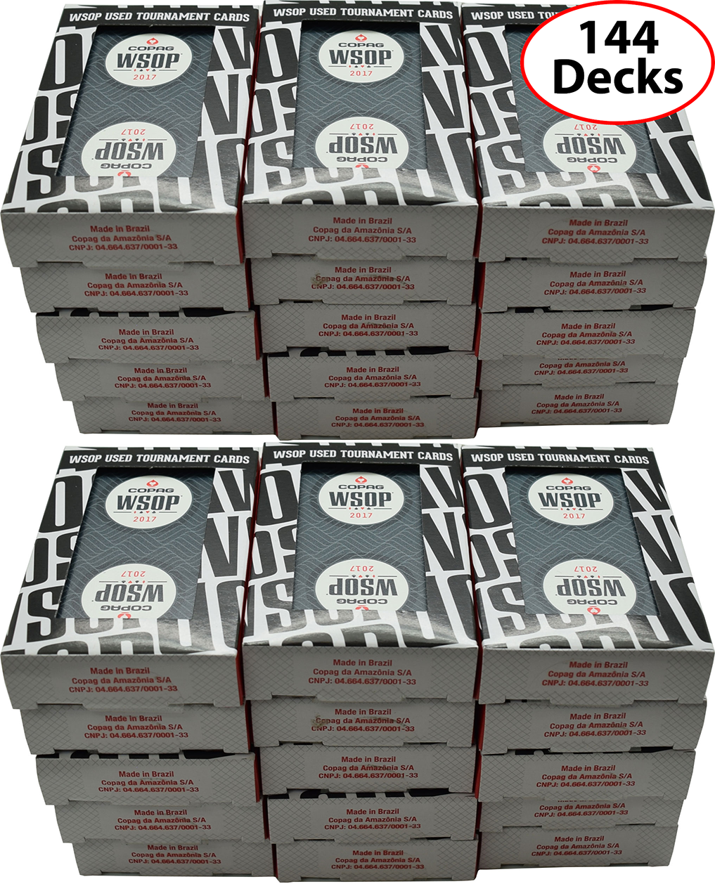 144 Used Black Decks WSOP 2017 Copag Plastic Playing Cards Bridge Size