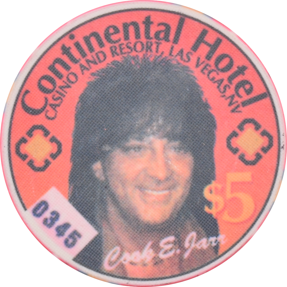 Continental Hotel Casino Las Vegas Nevada $5 Cook E Jarr Red Chip 1996