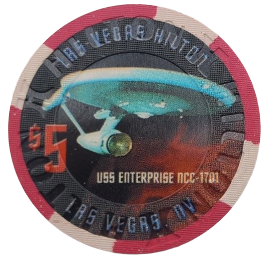Las Vegas Hilton Casino Las Vegas Nevada $5 Chip Star Trek USS Enterprise 2005