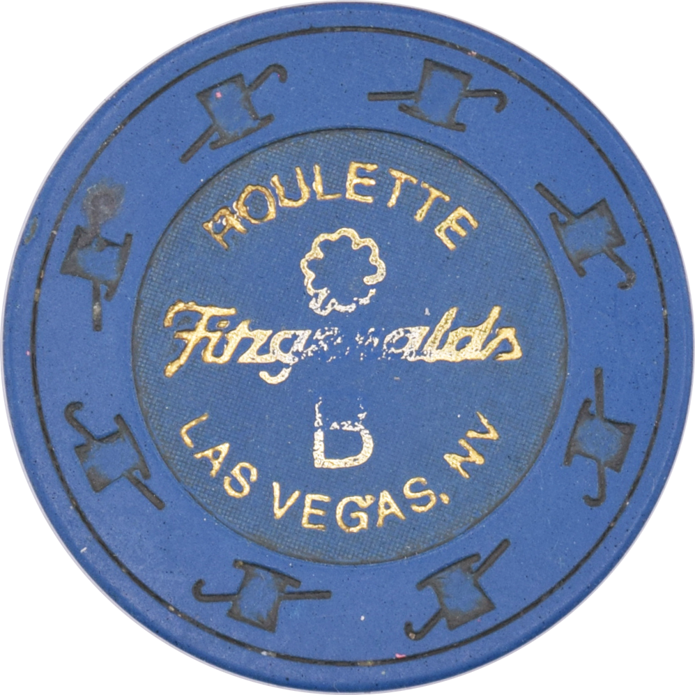 Fitzgeralds Casino Las Vegas Nevada $5 Roulette B Navy Chip 1980s