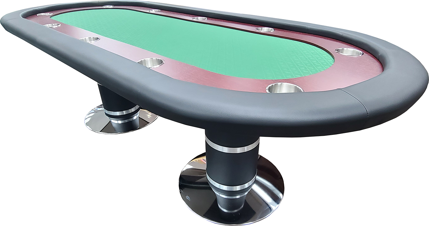 96" Poker Table With Speedcloth Drink Holders and Pedestal Legs