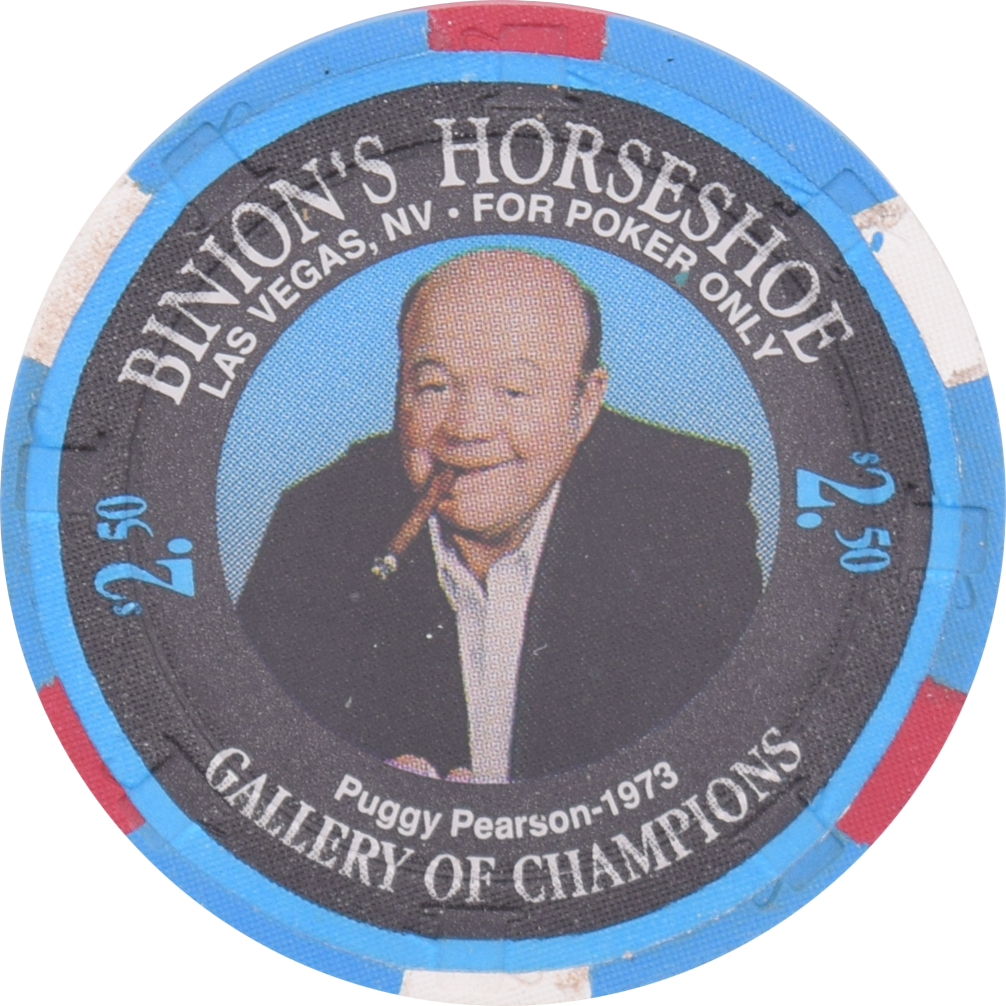 Horseshoe Club (Binion's) Casino Las Vegas Nevada $2.50 Puggy Pearson Chip 1994