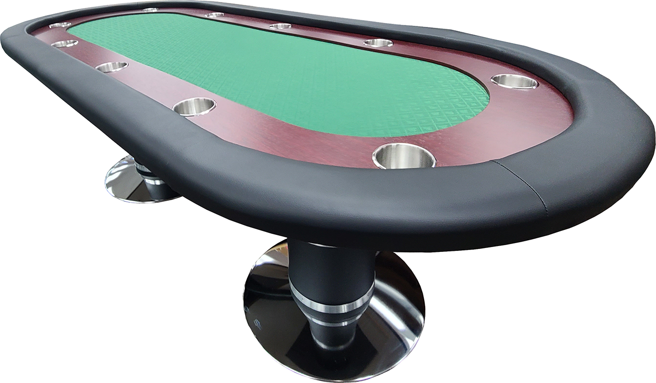 96" Poker Table With Speedcloth Drink Holders and Pedestal Legs