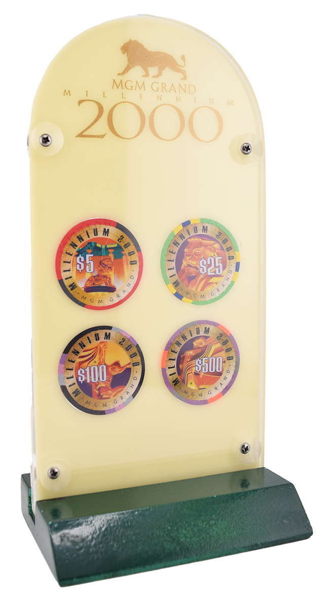 MGM Grand Casino Las Vegas Nevada Set of 4 $5-$25-$100-$500 Millennium Commemorative Chip Set