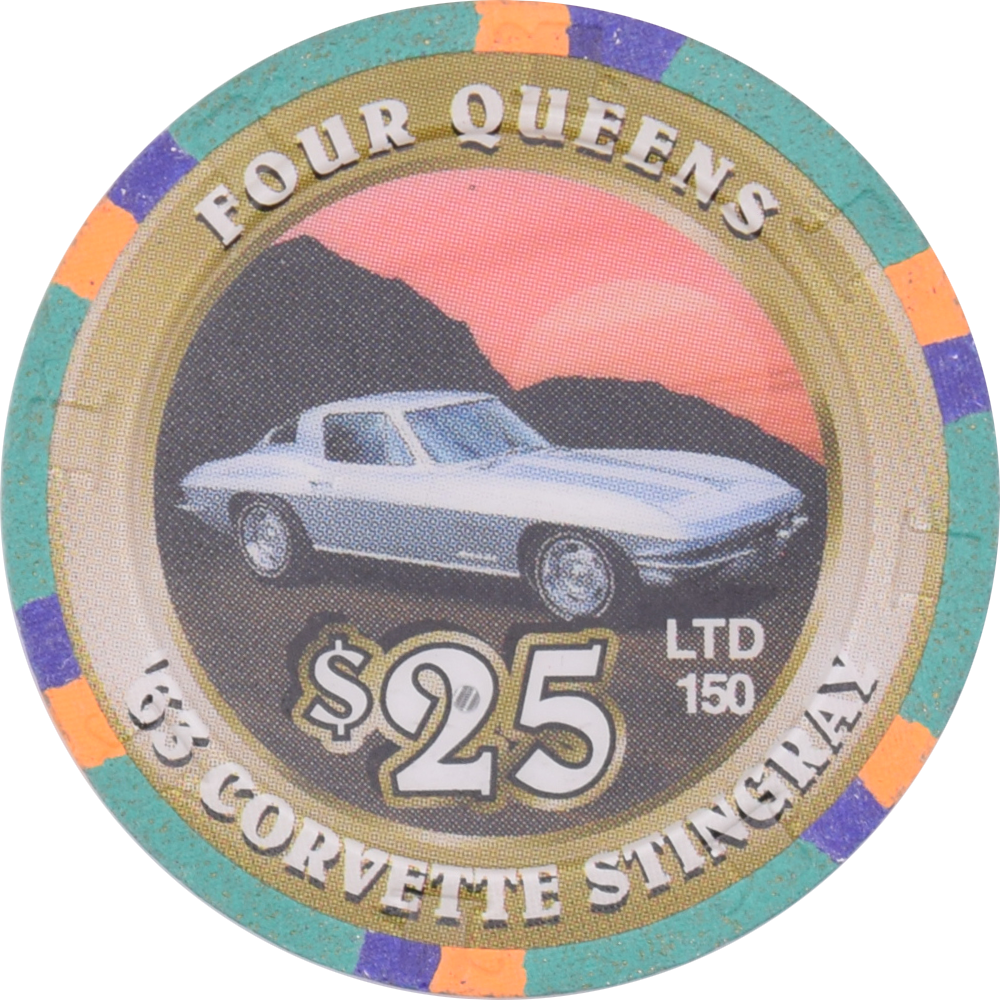 Four Queens Casino Las Vegas Nevada $5 1963 Corvette Stingray Chip 2000