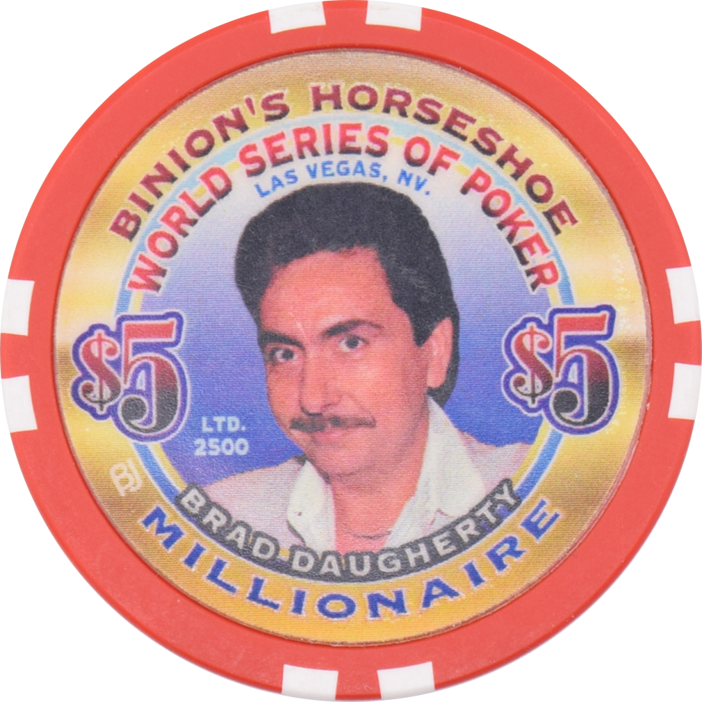 Horseshoe Club Casino Las Vegas Nevada $5 WSOP Brad Daugherty Millionaire Chip 2002