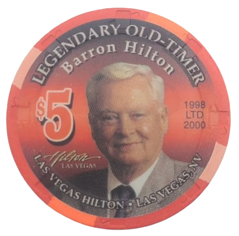 Las Vegas Hilton Casino Las Vegas Nevada $5 Chip Barron Hilton 1998
