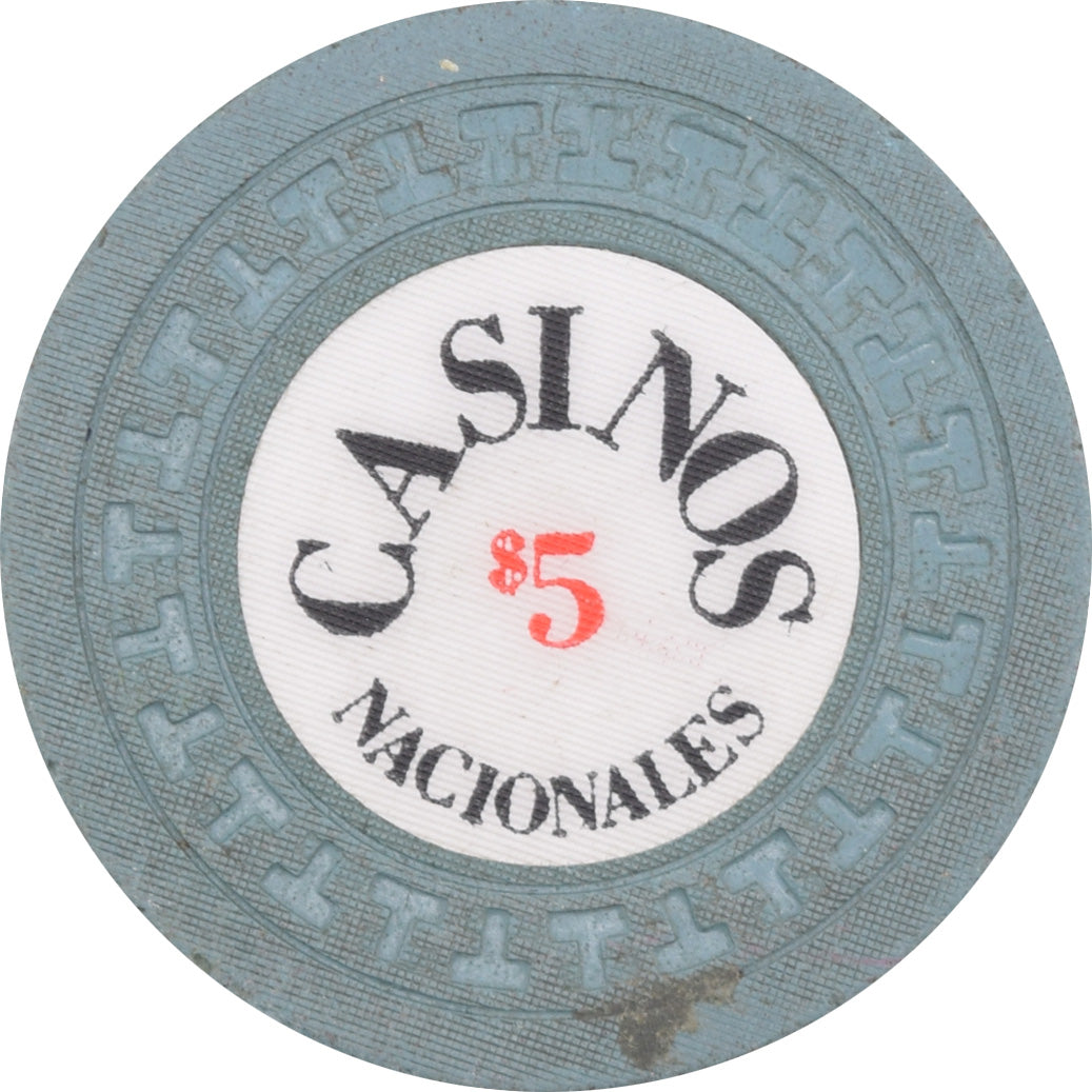 Casino Nacionales De Panama $5 Chip Solid Grey