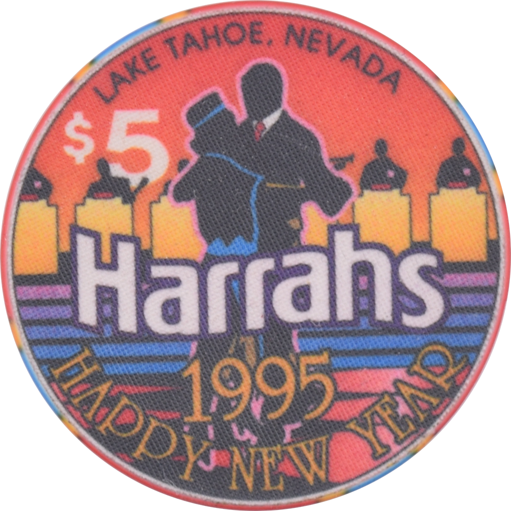 Harrah's Casino Lake Tahoe Nevada $5 Happy New Year Chip 1995