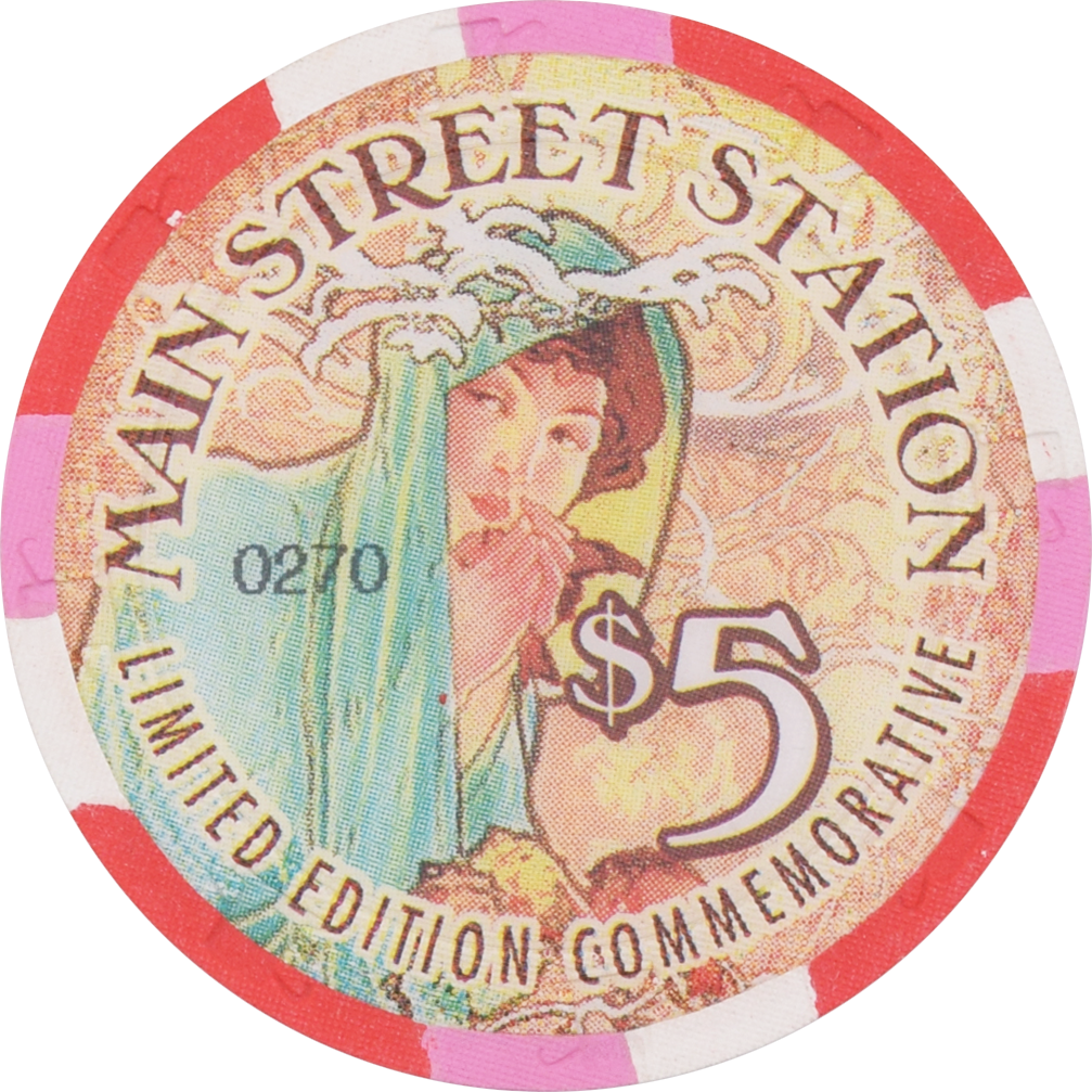 Main Street Station Casino Las Vegas Nevada $5 "Winter" Chip 1997