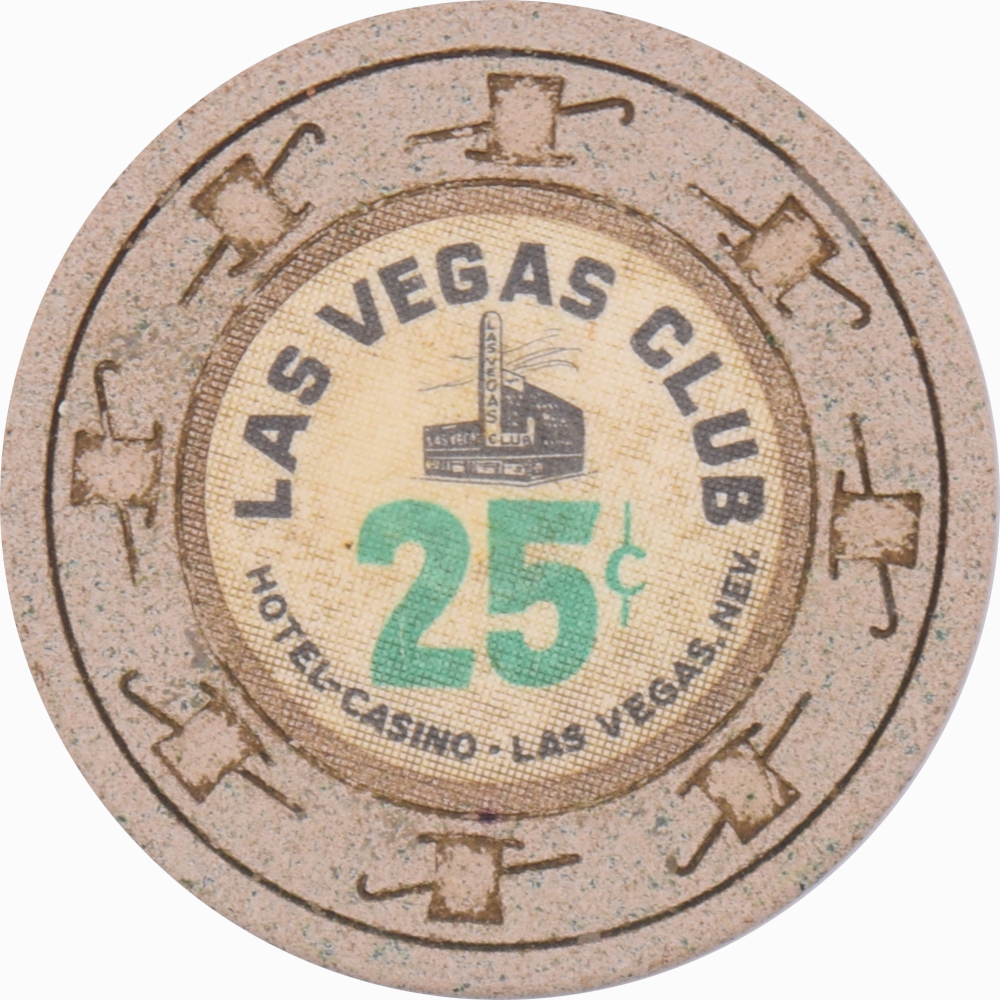 Las Vegas Club Casino Las Vegas Nevada 25 Cent Chip 1960s