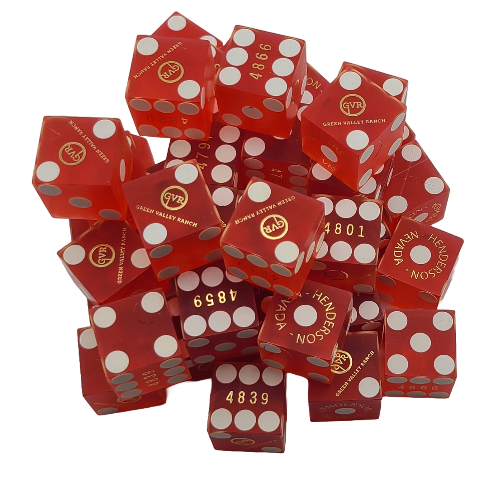 Bulk Dice 50 Red Used Dice From Green Valley Ranch Casino in Henderson Nevada