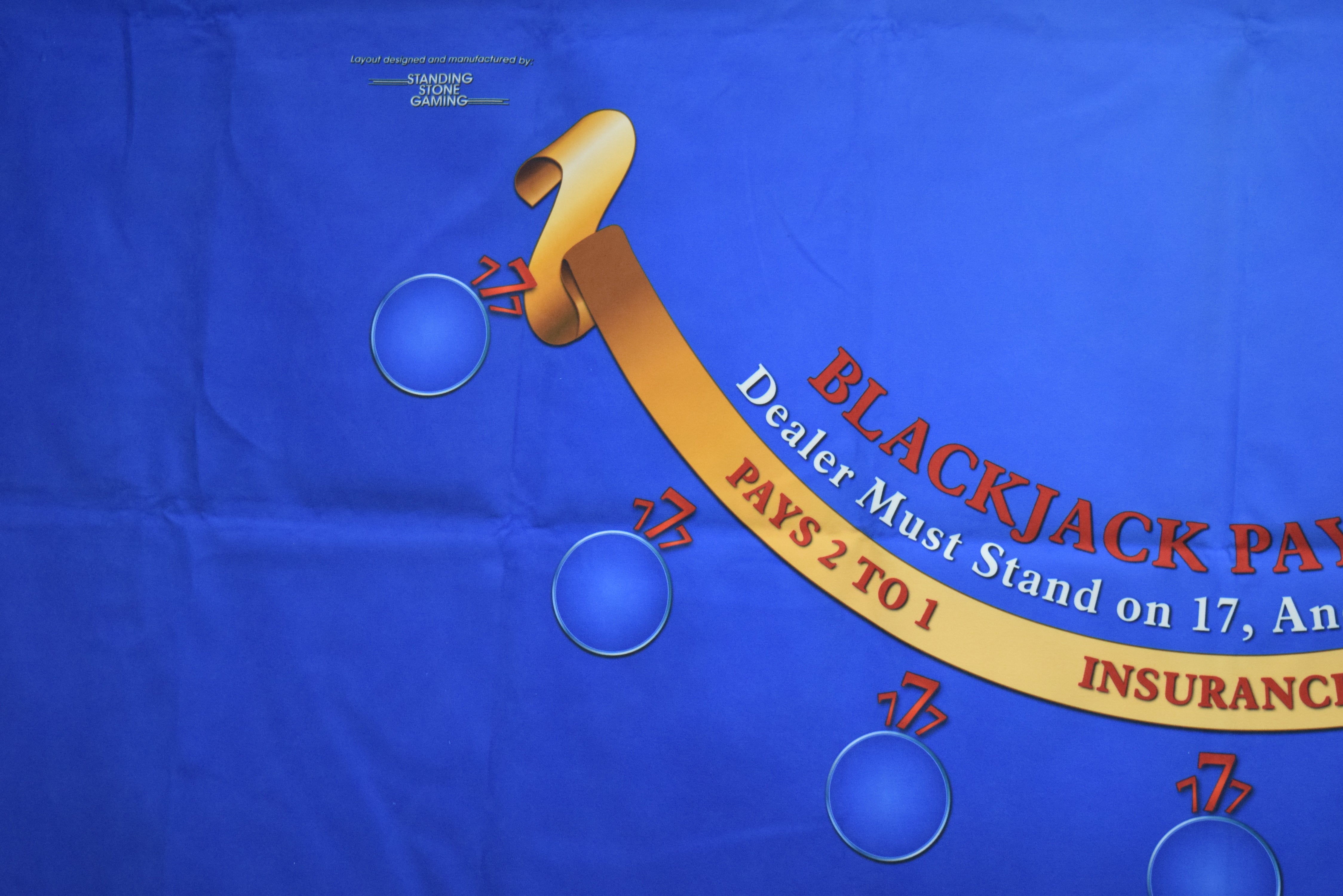 Standing Stone New Blue Blackjack Layout with Triple 7's