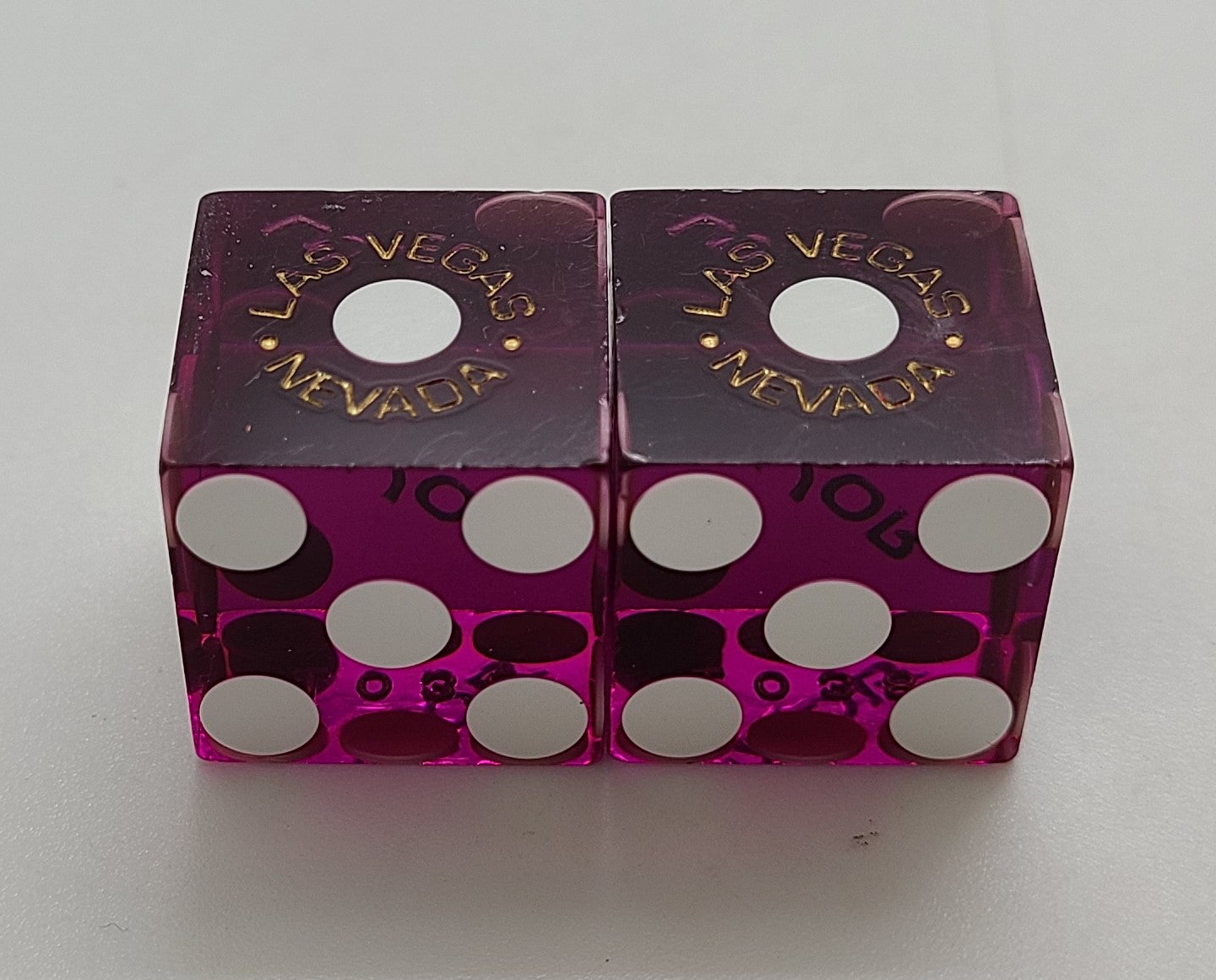 Luxor Las Vegas Nevada Purple Dice Pair Matching Numbers
