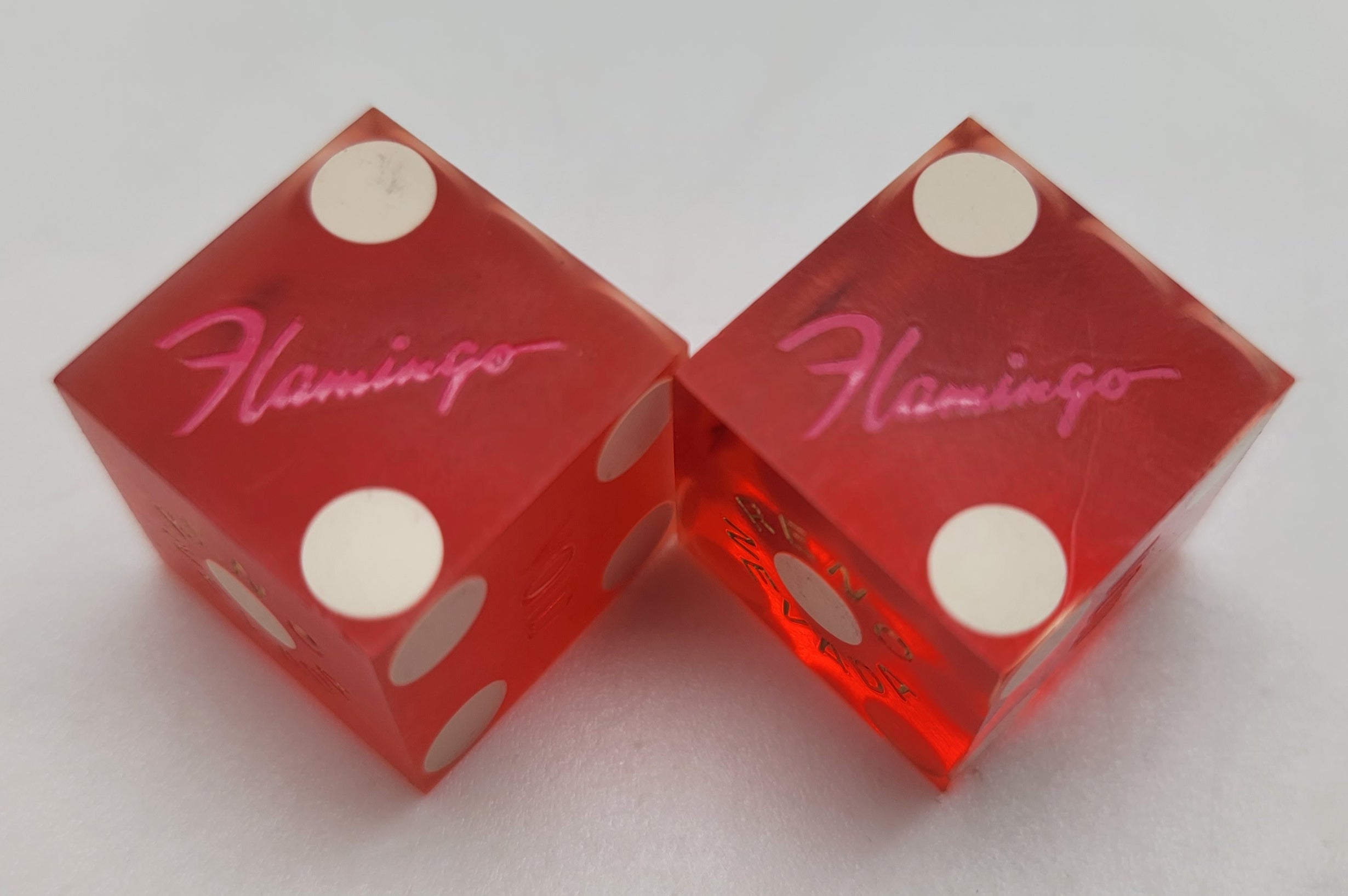Flamingo Casino Reno Nevada Red Polished Dice Pair