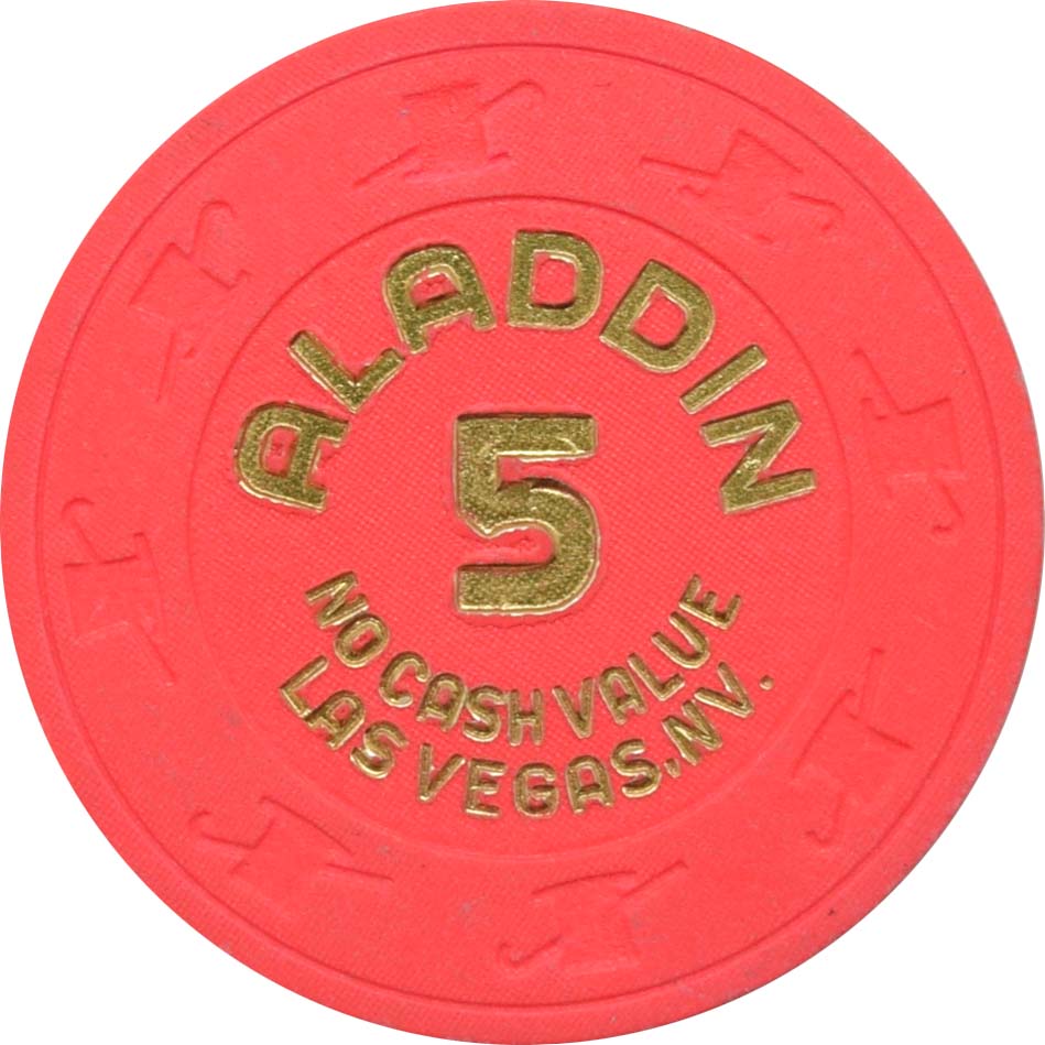 Aladdin Casino Las Vegas Nevada $5 No Cash Value Chip 1970s