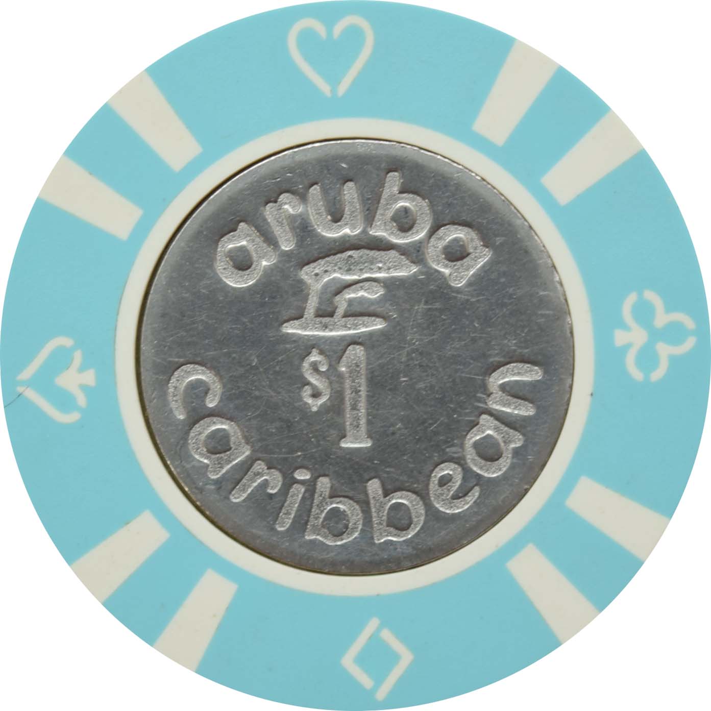 Aruba Caribbean Casino Palm Beach Aruba $1 Lt Blue Chip