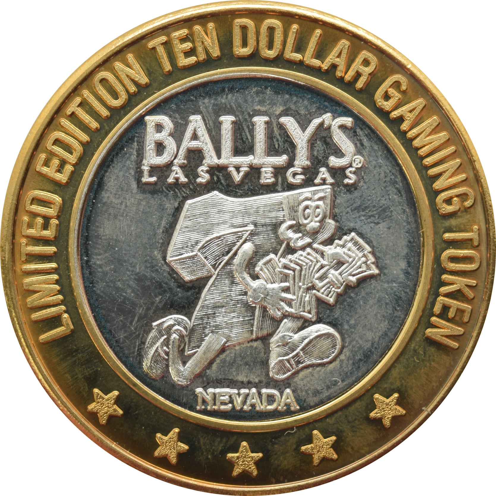 Bally's Casino Las Vegas "Running 7" $10 Silver Strike .999 Fine Silver 1995