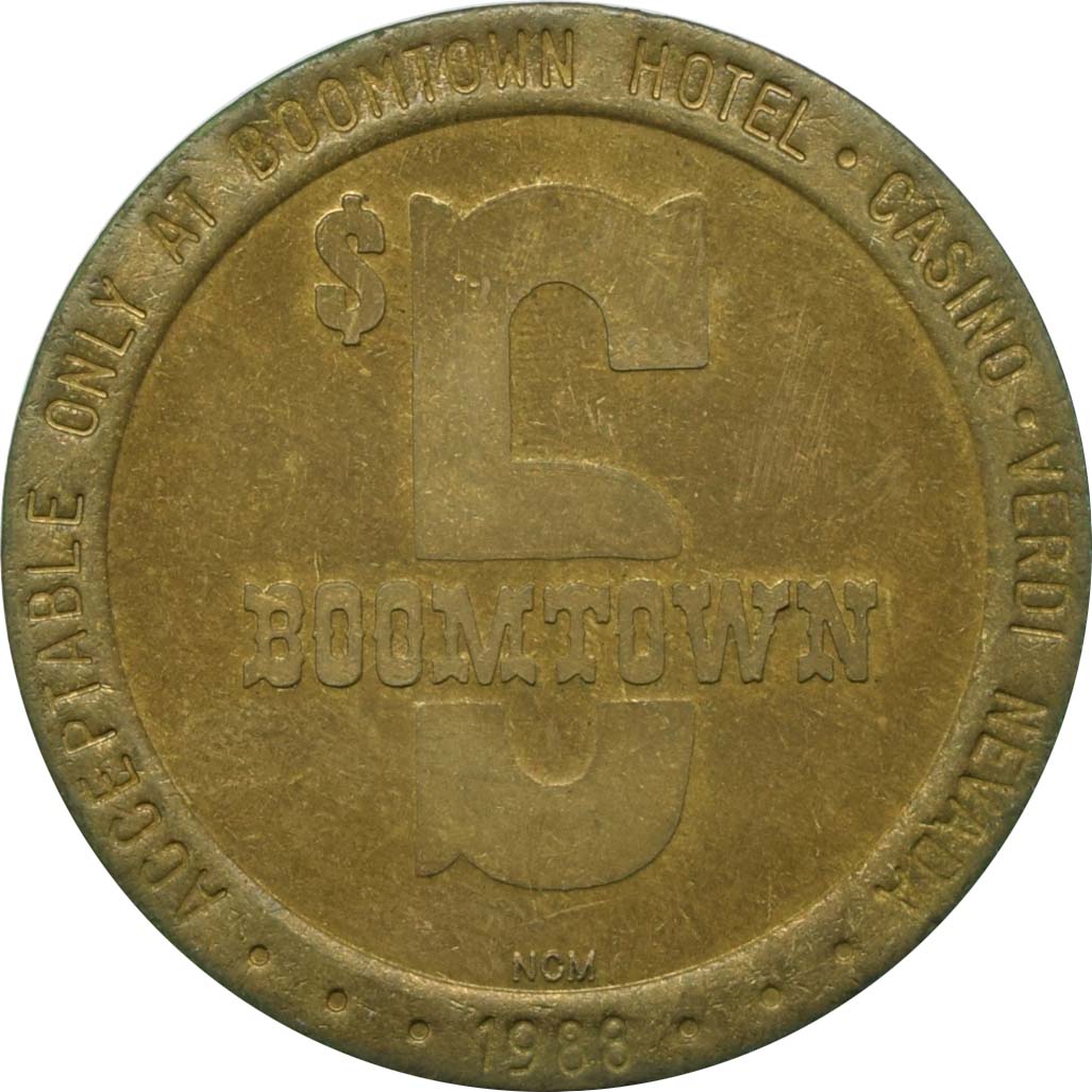 Boomtown Casino Verdi Nevada $5 Token 1988
