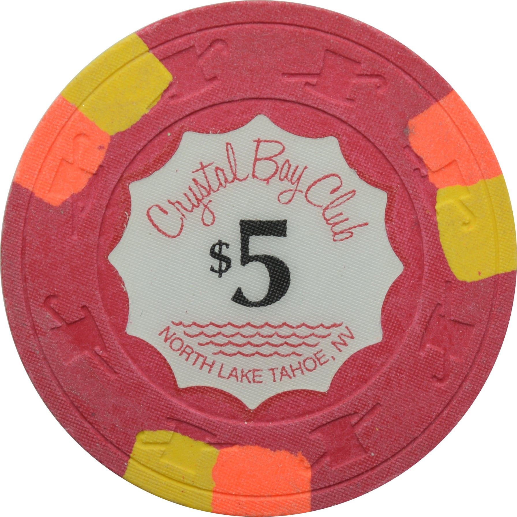 Crystal Bay Club Casino Lake Tahoe Nevada $5 Chip 1990