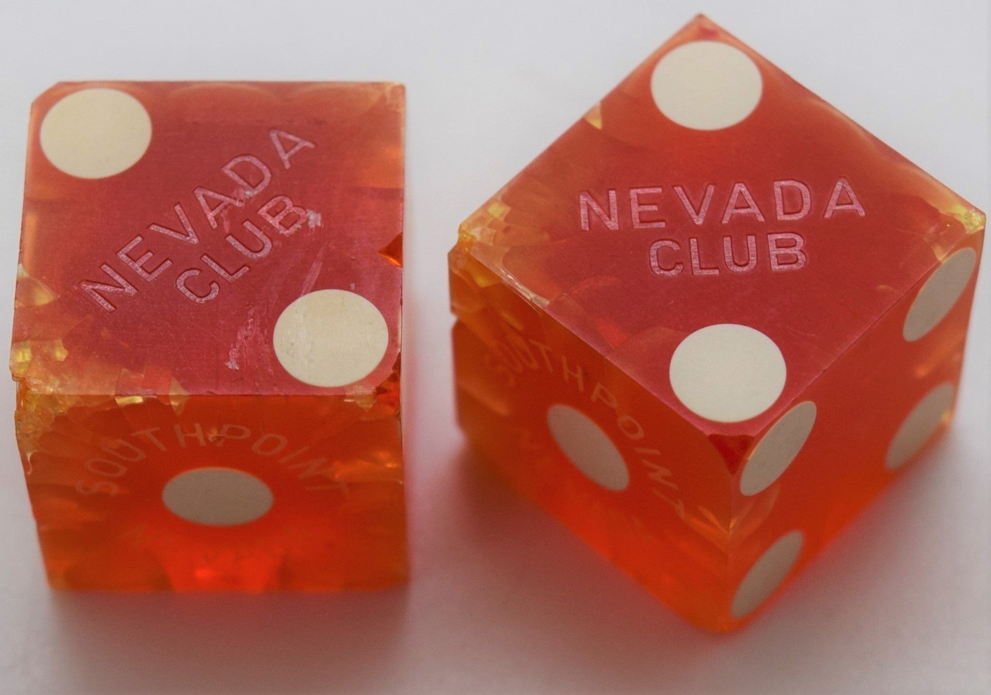 South Point Casino Las Vegas Nevada Dice Pair Orange