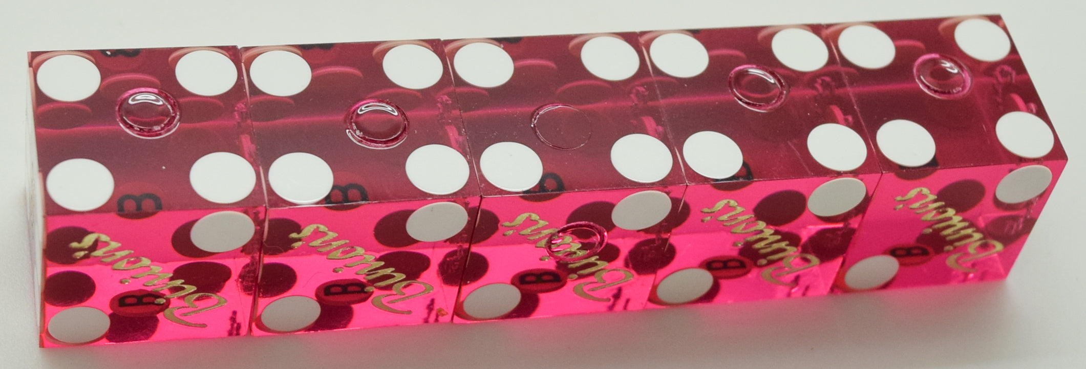 Binions Casino Las Vegas NV Used Purple Polished Stick of 5 Dice