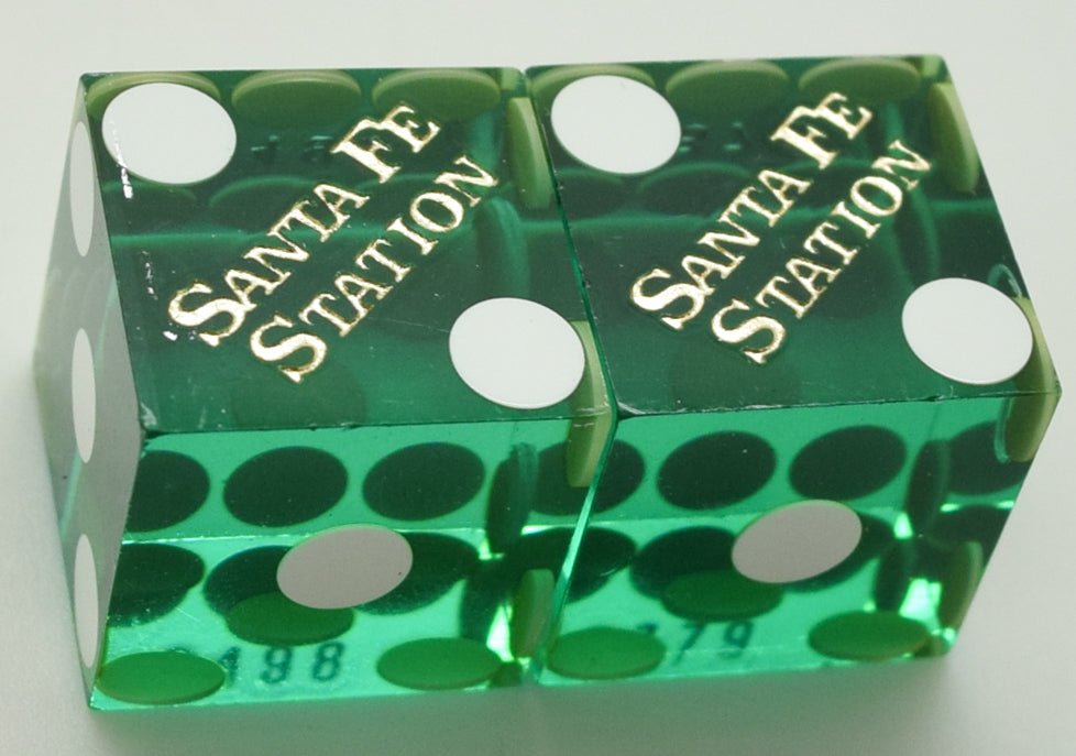 Santa Fe Station Casino Las Vegas Green Used Pair of Dice